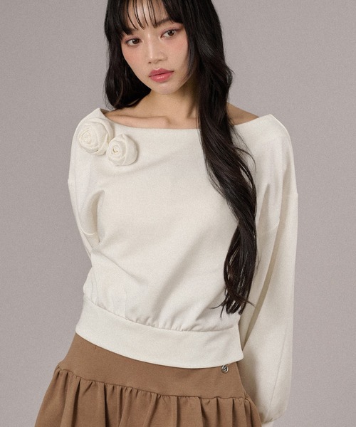 apres jour mignon(アプレジュールミニョン)の「バラモチーフトップス(スウェット・レディース・ブラック/モカ/オフホワイト・LARGE/フリー)」の20枚目の写真