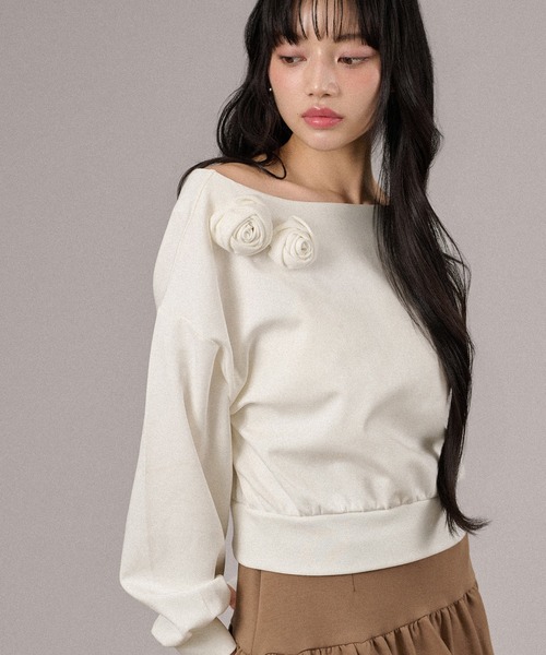 apres jour mignon(アプレジュールミニョン)の「バラモチーフトップス(スウェット・レディース・ブラック/モカ/オフホワイト・LARGE/フリー)」の21枚目の写真