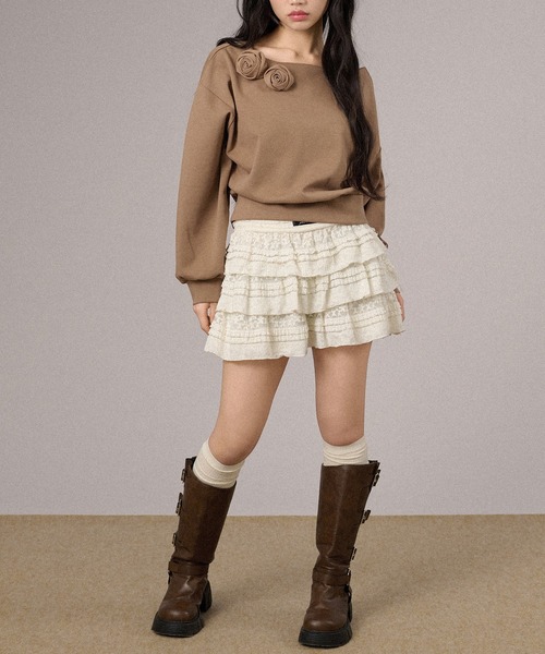 apres jour mignon(アプレジュールミニョン)の「バラモチーフトップス(スウェット・レディース・ブラック/モカ/オフホワイト・LARGE/フリー)」の10枚目の写真