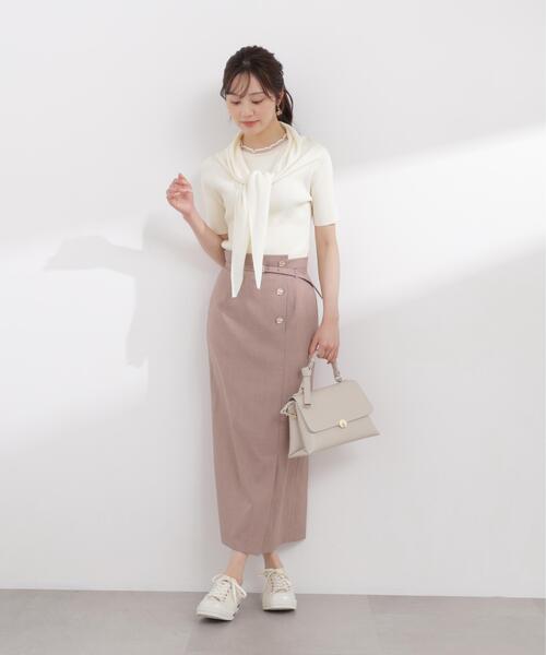 PROPORTION BODY DRESSING(プロポーションボディドレッシング)の「【加藤栞さん着用】フロントデザインIラインスカート / 1216120408(スカート・レディース・ベージュ/ブラウン系その他/ダークグレー・P/S/SMALL/MEDIUM)」の16枚目の写真