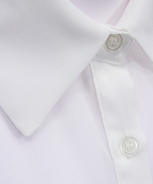 clear（クリア）の「リボン付きショート丈ラメシアーシャツ［骨格ウェーブ/華奢見え/フェミニン］（シャツ/ブラウス・レディース・サックスブルー/グレイッシュベージュ/チャコールグレー/オフホワイト/ベージュ・F）」の17枚目の写真