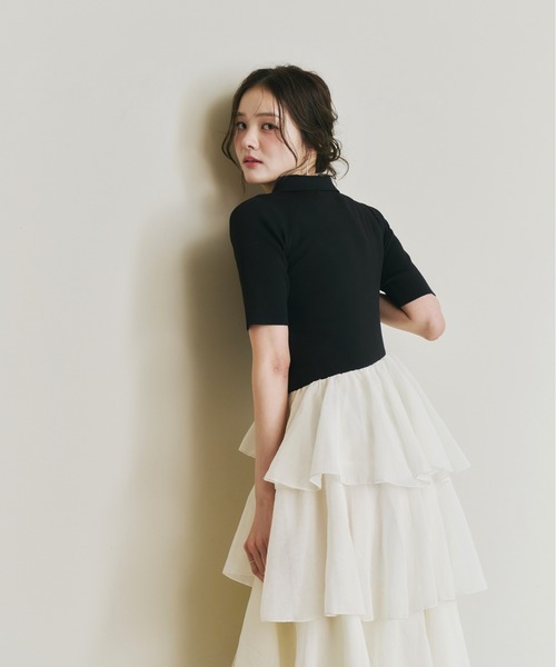 Olu.(オルドット)の「ポロドッキングティアードワンピース(ワンピース・レディース・ブラック/その他/ピンクベージュ・0/1)」の6枚目の写真