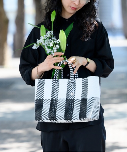 セール】【OJO DE MEX×kuros'別注】Plastico CAGO Tote Chico CHECK