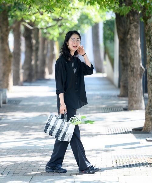 OJO DE MEX×kuros'別注】Plastico CAGO Tote Chico CHECK ブラック