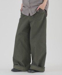 FAKE LEATHER FLAP WIDE WORK PANTS/フェイクレザーフラップワイドワークパンツ