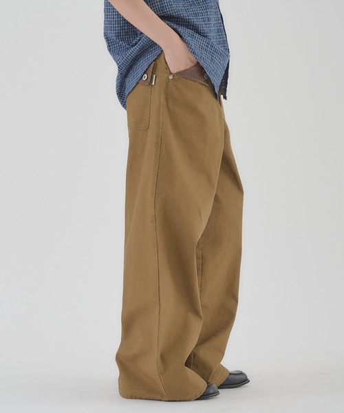 Perushu(ペルーシュ)の「FAKE LEATHER FLAP WIDE WORK PANTS/フェイクレザーフラップワイドワークパンツ(その他パンツ・メンズ・カーキ/ブラウン・LARGE/MEDIUM)」の19枚目の写真