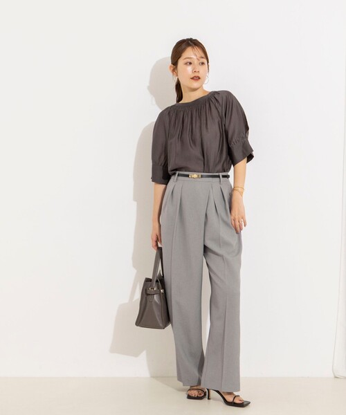 NOLLEY’S（ノーリーズ）の「ウォッシャブルボリュームスリーブ2WAYシアーブラウス（シャツ/ブラウス・レディース・ミント/オレンジ/チャコールグレー・38）」の14枚目の写真