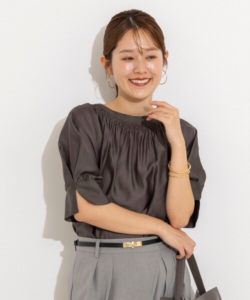 NOLLEY’S（ノーリーズ）の「ウォッシャブルボリュームスリーブ2WAYシアーブラウス（シャツ/ブラウス・レディース・ミント/オレンジ/チャコールグレー・38）」の20枚目の写真