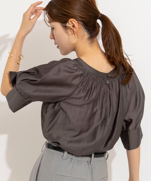 NOLLEY’S（ノーリーズ）の「ウォッシャブルボリュームスリーブ2WAYシアーブラウス（シャツ/ブラウス・レディース・ミント/オレンジ/チャコールグレー・38）」の22枚目の写真