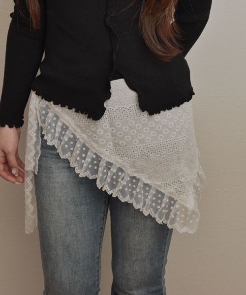 TONE SELECT GOODS(トーンセレクトグッズ)の「【resonance】コットンレース刺繍デザイン ドット フリル ラップスカート/付け裾【マルチウェイ】(その他トップス・レディース・ホワイト系1/ホワイト系2/ホワイト系3/ホワイト系4・FREE)」の4枚目の写真
