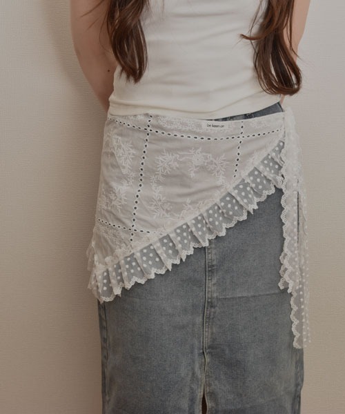 TONE SELECT GOODS(トーンセレクトグッズ)の「【resonance】コットンレース刺繍デザイン ドット フリル ラップスカート/付け裾【マルチウェイ】(その他トップス・レディース・ホワイト系1/ホワイト系2/ホワイト系3/ホワイト系4・FREE)」の12枚目の写真