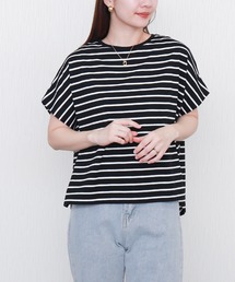 libelle more | ボーダー袖タックフレンチドルマンプルオーバー(Tシャツ/カットソー)