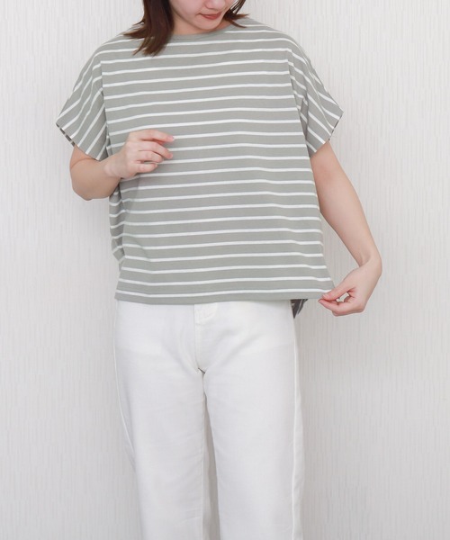 libelle more(リベル モア)の「ボーダー袖タックフレンチドルマンプルオーバー(Tシャツ/カットソー・レディース・ネイビー/ブラック/グレー/オフホワイト・L/M)」の20枚目の写真