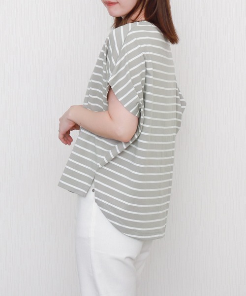 libelle more(リベル モア)の「ボーダー袖タックフレンチドルマンプルオーバー(Tシャツ/カットソー・レディース・ネイビー/ブラック/グレー/オフホワイト・L/M)」の21枚目の写真