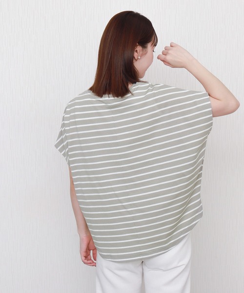 libelle more(リベル モア)の「ボーダー袖タックフレンチドルマンプルオーバー(Tシャツ/カットソー・レディース・ネイビー/ブラック/グレー/オフホワイト・L/M)」の22枚目の写真