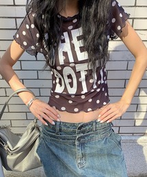 meJane | ドット柄 × BIGロゴ メッシュTシャツ(Tシャツ/カットソー)