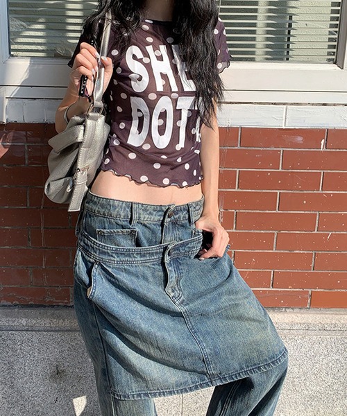 meJane(ミージェーン)の「ドット柄 × BIGロゴ メッシュTシャツ(Tシャツ/カットソー・レディース・ブラック/ホワイト・FREE)」の19枚目の写真
