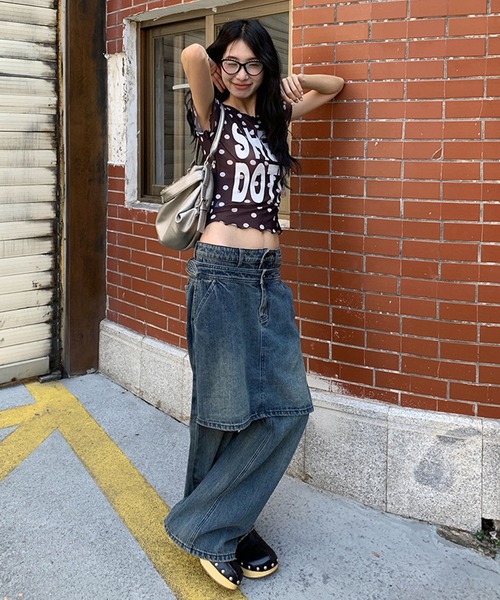 meJane(ミージェーン)の「ドット柄 × BIGロゴ メッシュTシャツ(Tシャツ/カットソー・レディース・ブラック/ホワイト・FREE)」の16枚目の写真