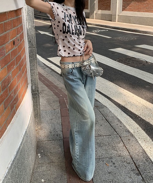 meJane(ミージェーン)の「ドット柄 × BIGロゴ メッシュTシャツ(Tシャツ/カットソー・レディース・ブラック/ホワイト・FREE)」の6枚目の写真
