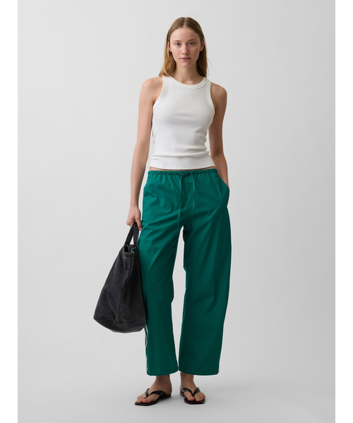 GAP(ギャップ)の「オーガニックコットンポプリン リラックスフィット イージーウエスト ストライプパンツ(その他パンツ・レディース・ブラック/グリーン・S/L/M/XS/XXS)」の12枚目の写真