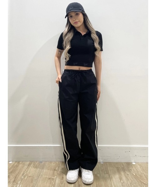 GAP(ギャップ)の「オーガニックコットンポプリン リラックスフィット イージーウエスト ストライプパンツ(その他パンツ・レディース・ブラック/グリーン・S/L/M/XS/XXS)」の18枚目の写真