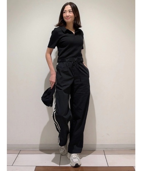 GAP(ギャップ)の「オーガニックコットンポプリン リラックスフィット イージーウエスト ストライプパンツ(その他パンツ・レディース・ブラック/グリーン・S/L/M/XS/XXS)」の8枚目の写真