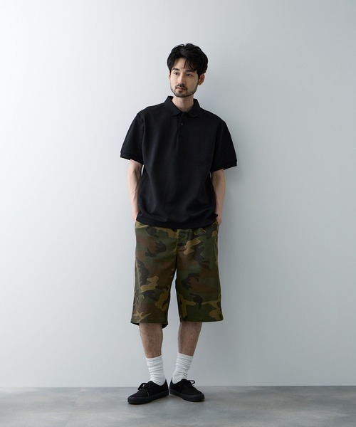 NAVY（ネイビー）の「【NAVY / ネイビー】イージーワイドショーツ（デニムパンツ・メンズ・カモフラージュ/ブラック/ブルー・M/L/XL）」の6枚目の写真