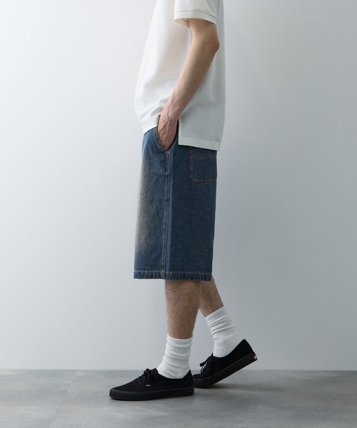 NAVY（ネイビー）の「【NAVY / ネイビー】イージーワイドショーツ（デニムパンツ・メンズ・カモフラージュ/ブラック/ブルー・M/L/XL）」の8枚目の写真