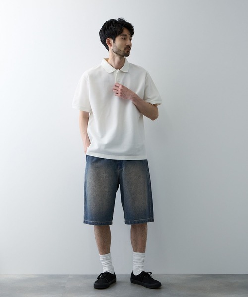 NAVY（ネイビー）の「【NAVY / ネイビー】イージーワイドショーツ（デニムパンツ・メンズ・カモフラージュ/ブラック/ブルー・M/L/XL）」の11枚目の写真