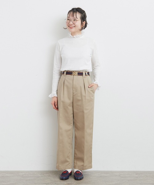 Dot&Stripes CHILD WOMAN(ドットアンドストライプス チャイルドウーマン)の「30/-天竺 コットンレースインナー(Tシャツ/カットソー・レディース・ホワイト・FREE)」の5枚目の写真