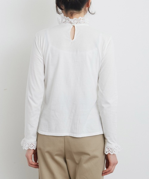 Dot&Stripes CHILD WOMAN(ドットアンドストライプス チャイルドウーマン)の「30/-天竺 コットンレースインナー(Tシャツ/カットソー・レディース・ホワイト・FREE)」の10枚目の写真