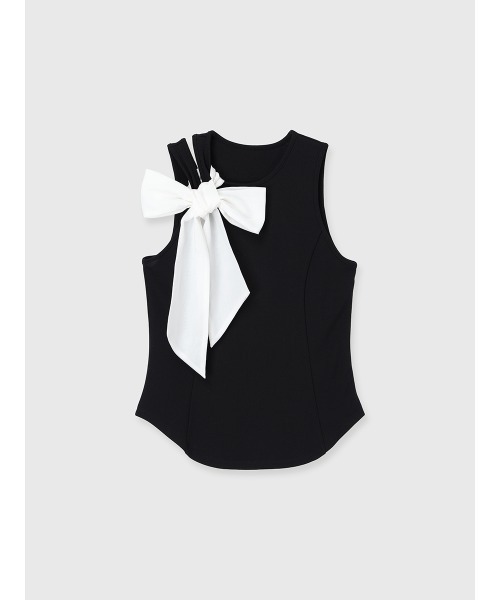 EIMY ISTOIRE(エイミーイストワール)の「2WAY RIBBON SLIT TANK(Tシャツ/カットソー・レディース・グレー/ブラック/ホワイト・F)」の14枚目の写真
