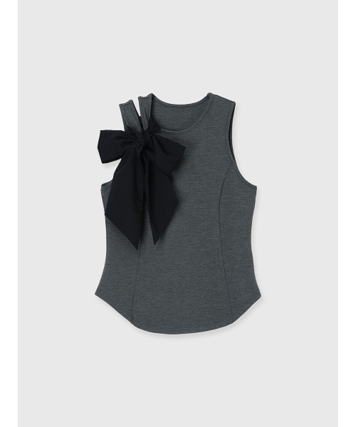 EIMY ISTOIRE(エイミーイストワール)の「2WAY RIBBON SLIT TANK(Tシャツ/カットソー・レディース・グレー/ブラック/ホワイト・F)」の15枚目の写真