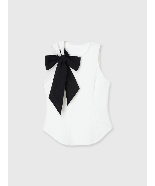 EIMY ISTOIRE(エイミーイストワール)の「2WAY RIBBON SLIT TANK(Tシャツ/カットソー・レディース・グレー/ブラック/ホワイト・F)」の16枚目の写真