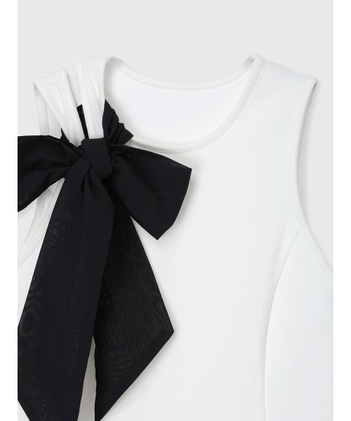 EIMY ISTOIRE(エイミーイストワール)の「2WAY RIBBON SLIT TANK(Tシャツ/カットソー・レディース・グレー/ブラック/ホワイト・F)」の18枚目の写真