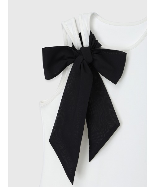 EIMY ISTOIRE(エイミーイストワール)の「2WAY RIBBON SLIT TANK(Tシャツ/カットソー・レディース・グレー/ブラック/ホワイト・F)」の20枚目の写真