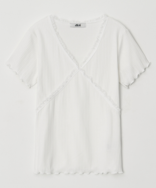Ellioti(エリオティ)の「Arin Lace Half Ts_3Color(Tシャツ/カットソー・レディース・グレー/ブラック/ホワイト・FREE)」の8枚目の写真