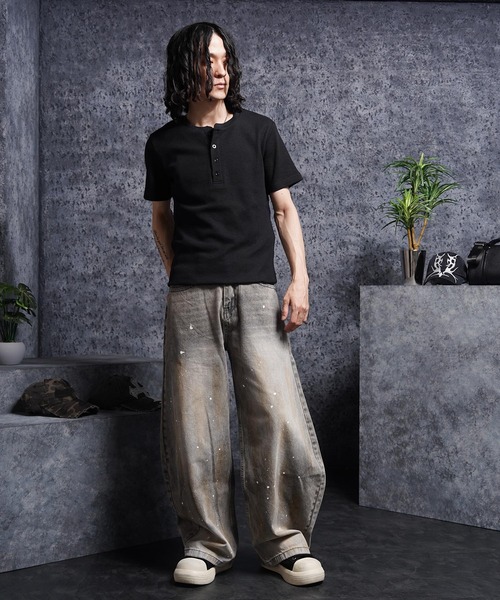 1111clothing(ワンフォークロージング)の「レギュラーフィット サーマル ヘンリーネック Tee / Regular Fit Thermal Henley Neck Tee(Tシャツ/カットソー・メンズ・グレー/カーキ/ブラック/ネイビー・L/M/XL)」の13枚目の写真