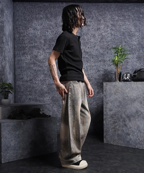 1111clothing(ワンフォークロージング)の「レギュラーフィット サーマル ヘンリーネック Tee / Regular Fit Thermal Henley Neck Tee(Tシャツ/カットソー・メンズ・グレー/カーキ/ブラック/ネイビー・L/M/XL)」の14枚目の写真