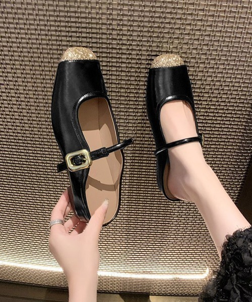 Miniministore（ミニミニストア）の「フラットミュールラメトゥキャップシューズ（パンプス・レディース・シルバー/ブラック・24.0cm/23.5cm/23.0cm/22.5cm/24.5cm）」の5枚目の写真