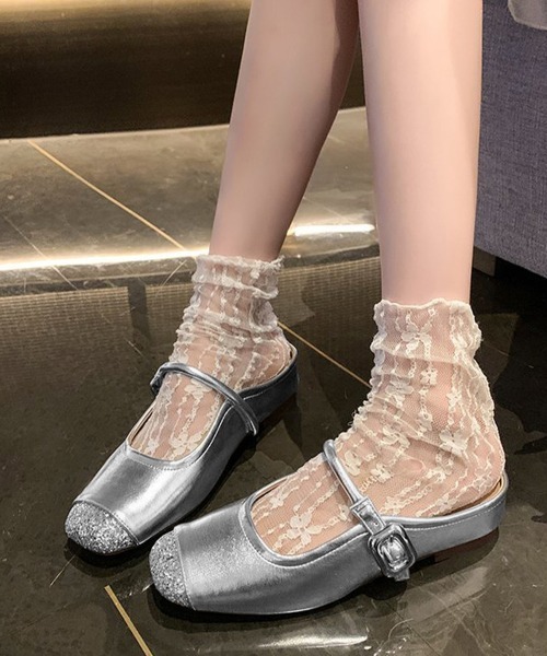 Miniministore（ミニミニストア）の「フラットミュールラメトゥキャップシューズ（パンプス・レディース・シルバー/ブラック・24.0cm/23.5cm/23.0cm/22.5cm/24.5cm）」の15枚目の写真