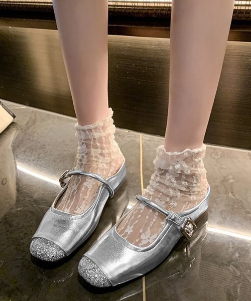Miniministore（ミニミニストア）の「フラットミュールラメトゥキャップシューズ（パンプス・レディース・シルバー/ブラック・24.0cm/23.5cm/23.0cm/22.5cm/24.5cm）」の16枚目の写真