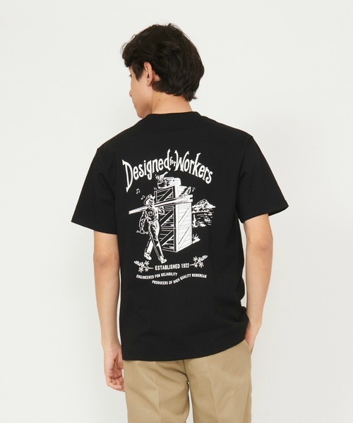 Dickies(ディッキーズ)の「Dickies/ディッキーズ グラフィックTシャツ 半袖(Worker)(Tシャツ/カットソー・メンズ・ブラック/ホワイト/オレンジ・MEDIUM/LARGE)」の1枚目の写真