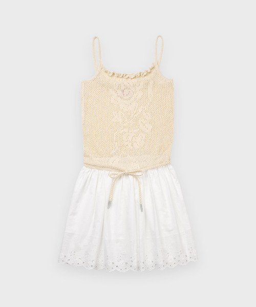 SINOON(シヌーン)の「Crochet Rose Knit Onepiece (Cream)(スカート・レディース・Cream・FREE)」の4枚目の写真