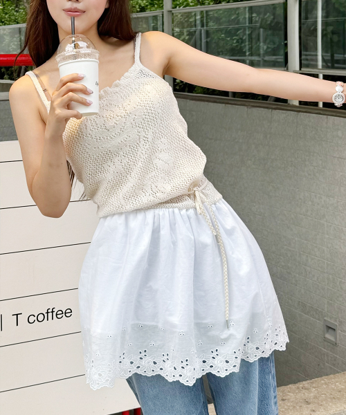 SINOON(シヌーン)の「Crochet Rose Knit Onepiece (Cream)(スカート・レディース・Cream・FREE)」の5枚目の写真