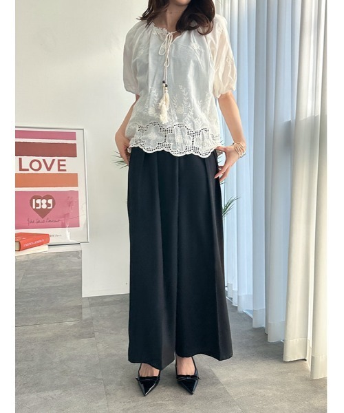 fifth（フィフス）の「キーネックレース5分袖ブラウス（シャツ/ブラウス・レディース・ライトベージュ/ホワイト・M）」の6枚目の写真