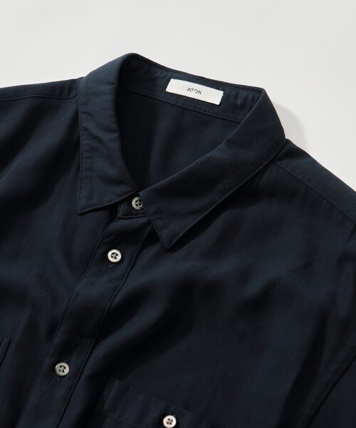 ATON(エイトン)の「【ATON/エイトン】COTTON SILK VIERA LOOSE FIT HALF SLEEVE SHIRT(シャツ/ブラウス・メンズ・ネイビー/グリーン・2/4/6)」の6枚目の写真
