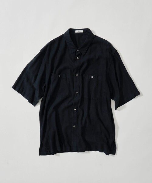 ATON(エイトン)の「【ATON/エイトン】COTTON SILK VIERA LOOSE FIT HALF SLEEVE SHIRT(シャツ/ブラウス・メンズ・ネイビー/グリーン・2/4/6)」の5枚目の写真