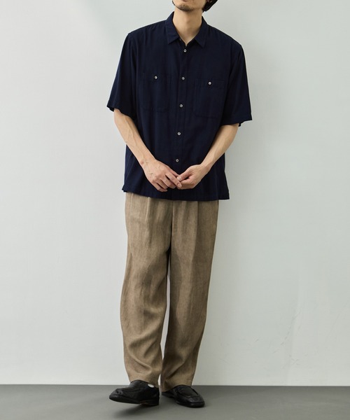 ATON(エイトン)の「【ATON/エイトン】COTTON SILK VIERA LOOSE FIT HALF SLEEVE SHIRT(シャツ/ブラウス・メンズ・ネイビー/グリーン・2/4/6)」の15枚目の写真