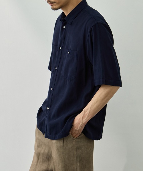 ATON(エイトン)の「【ATON/エイトン】COTTON SILK VIERA LOOSE FIT HALF SLEEVE SHIRT(シャツ/ブラウス・メンズ・ネイビー/グリーン・2/4/6)」の13枚目の写真